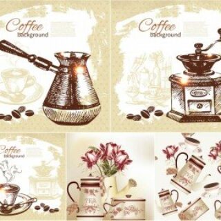 Hand drawn coffee backgrounds vector