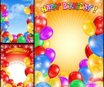 Happy Birthday backgrounds with balloons vector