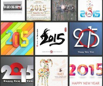 Happy New Year 2015 greeting card vector designs