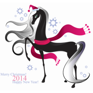 New Year horses and Christmas design elements vector