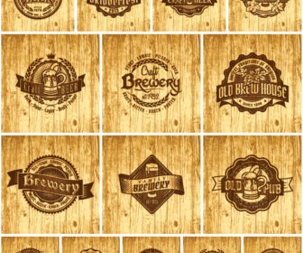 Wooden pub labels vector