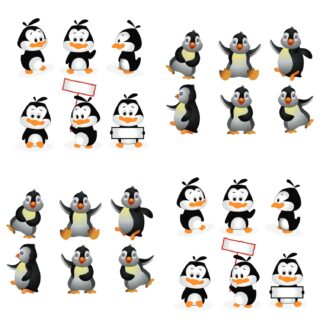cartoon penguins vector