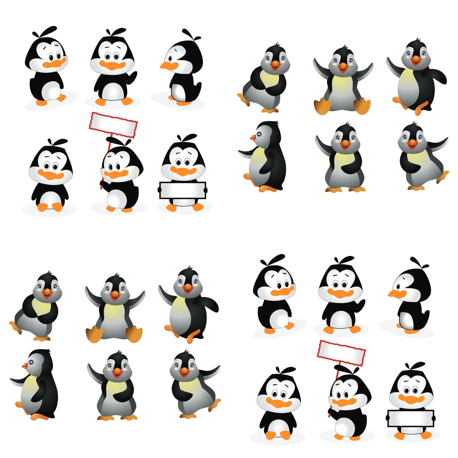 Cartoon penguins face emotion set 1886077 Vector Art at Vecteezy