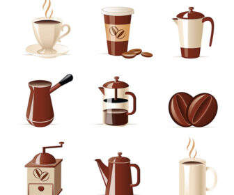 Coffee vector icons set 2