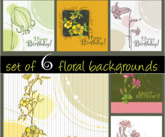 Floral happy birthday cards vector