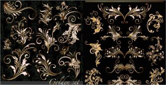 Golden floral ornaments vector