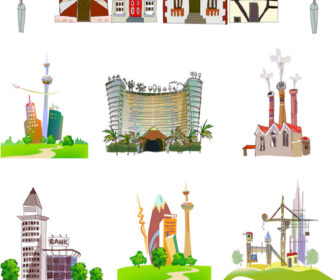 Hand drawn houses vector