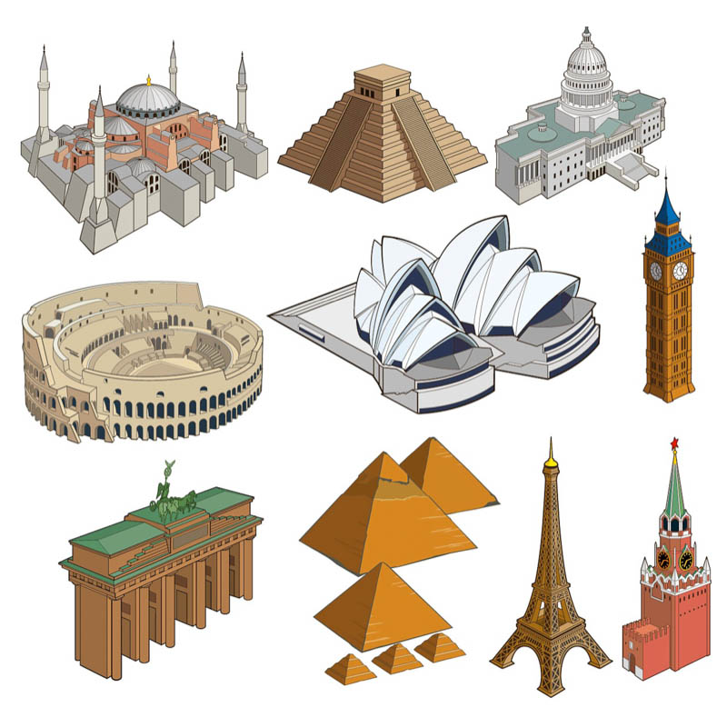 World landmarks vector – Free Download | VectorPicFree