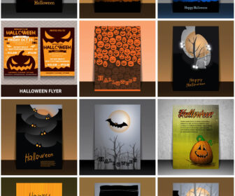 12 Halloween flyer designs vector