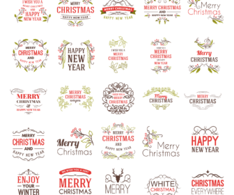 25 templates Christmas labels with nice designs in vector