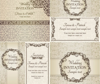 Beige Wedding invitations vector
