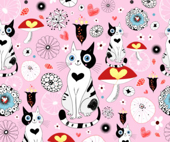 Cartoon black and white cats vector
