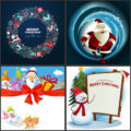 Christmas backgrounds with Santa, reindeer, snowman and ornaments vector