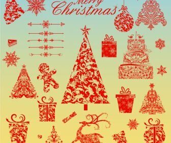 Christmas ornate design elements vector