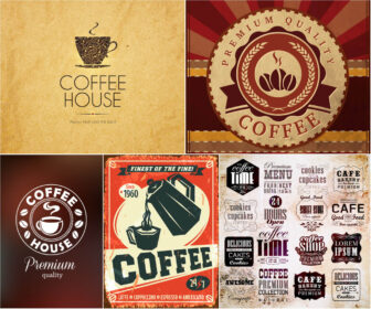 Coffee labels and backgrounds vector