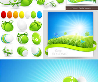 Easter banners vector