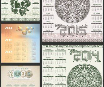 Ethnic Mayan style 2015 calendars vector templates