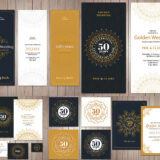 Golden wedding invitations vector