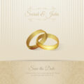 Golden wedding invitations with ring vector
