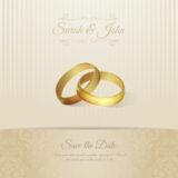 Golden wedding invitations with ring vector