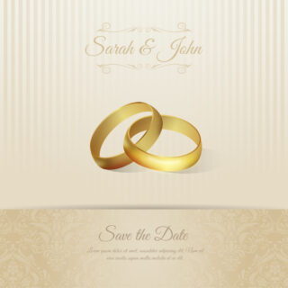 Golden wedding invitations with ring vector