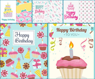 Happy Birthday cards clipart vector