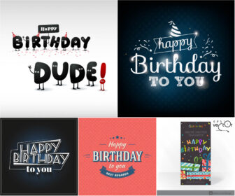 Happy Birthday postcards templates vectors