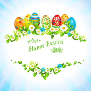 Happy Easter backgrounds with flowers vector