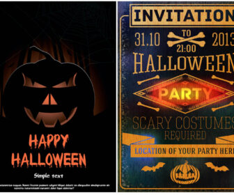 Happy Halloween party invitations vector