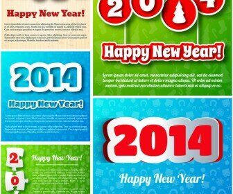 Multicolored vector New Year greeting cards