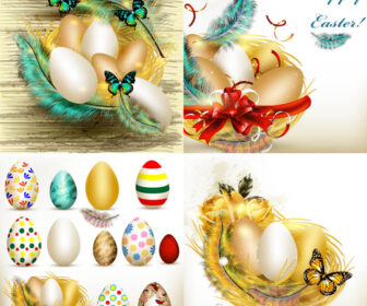 Shiny easter eggs vector