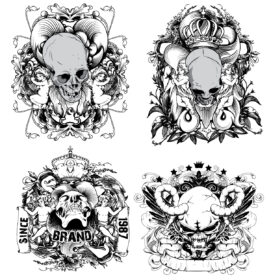 Skull T-shirt designs logos vector