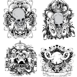 Skull T-shirt designs logos vector