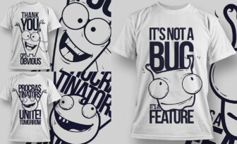 T-Shirt designs with funny smiles and inscriptions vector