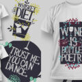 T-Shirts designs on alcohol theme and funny inscriptions vector