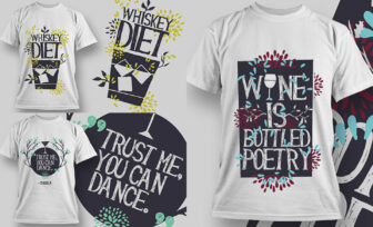 T-Shirts designs on alcohol theme and funny inscriptions vector