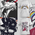T-Shirts designs with psychedelic prints vector