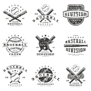 T-shirt printing vector with grunge baseball logos