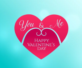 Valentines Day card You and Me on heart vector