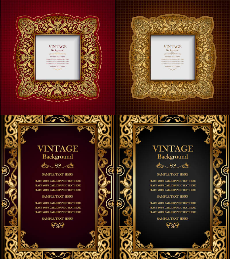 Vintage decorative frames vector set 3 – Free Download | VectorPicFree