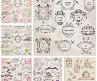 Vintage frames and decorative elements vector