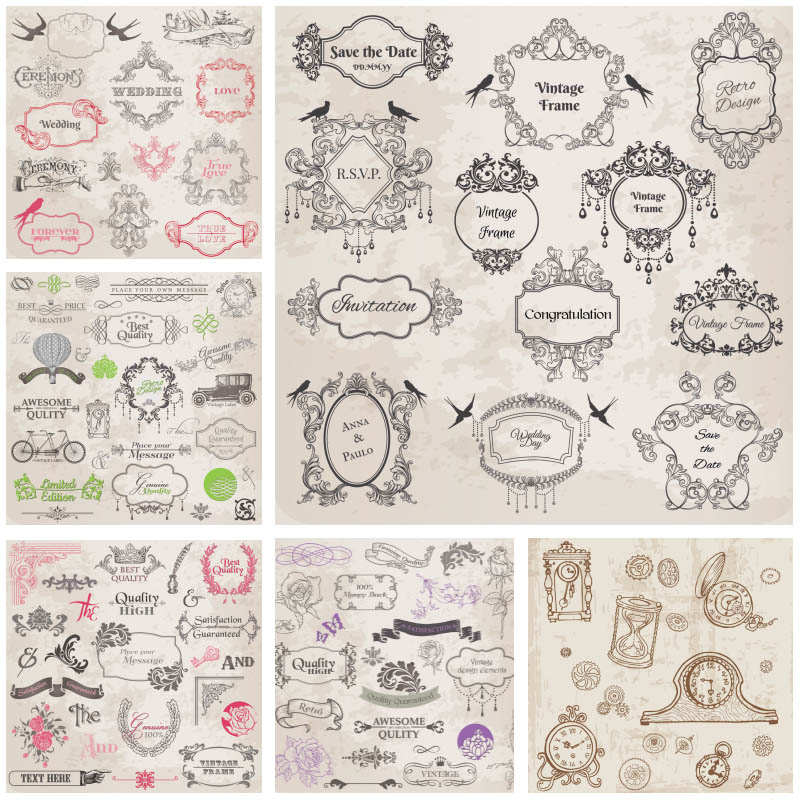 Vintage Decorative Frames and Elements Vector – Free Download ...