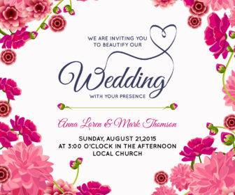 Wedding frame for invitation in pink color vector