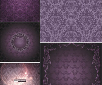 Purple damask patterns vector