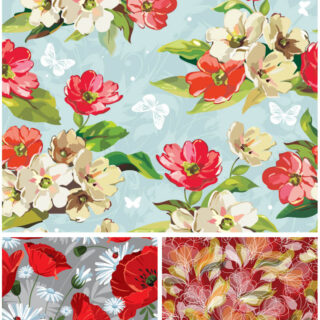 Seamless patterns with flowers vector