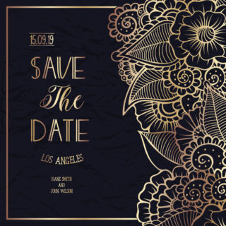 Wedding invitation card with floral ornament vector