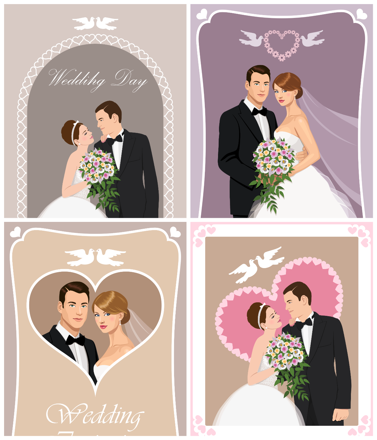 bride and groom vector silhouette