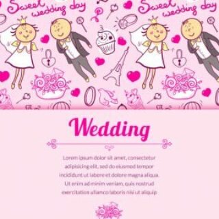 Pink Wedding Invitation Template Vector