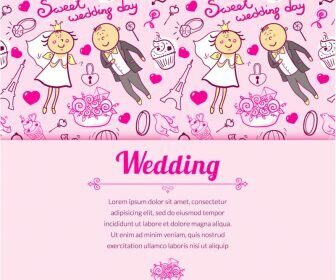 Pink Wedding Invitation Template Vector