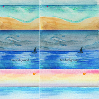 Watercolor summer backgrounds with Sea vector 1